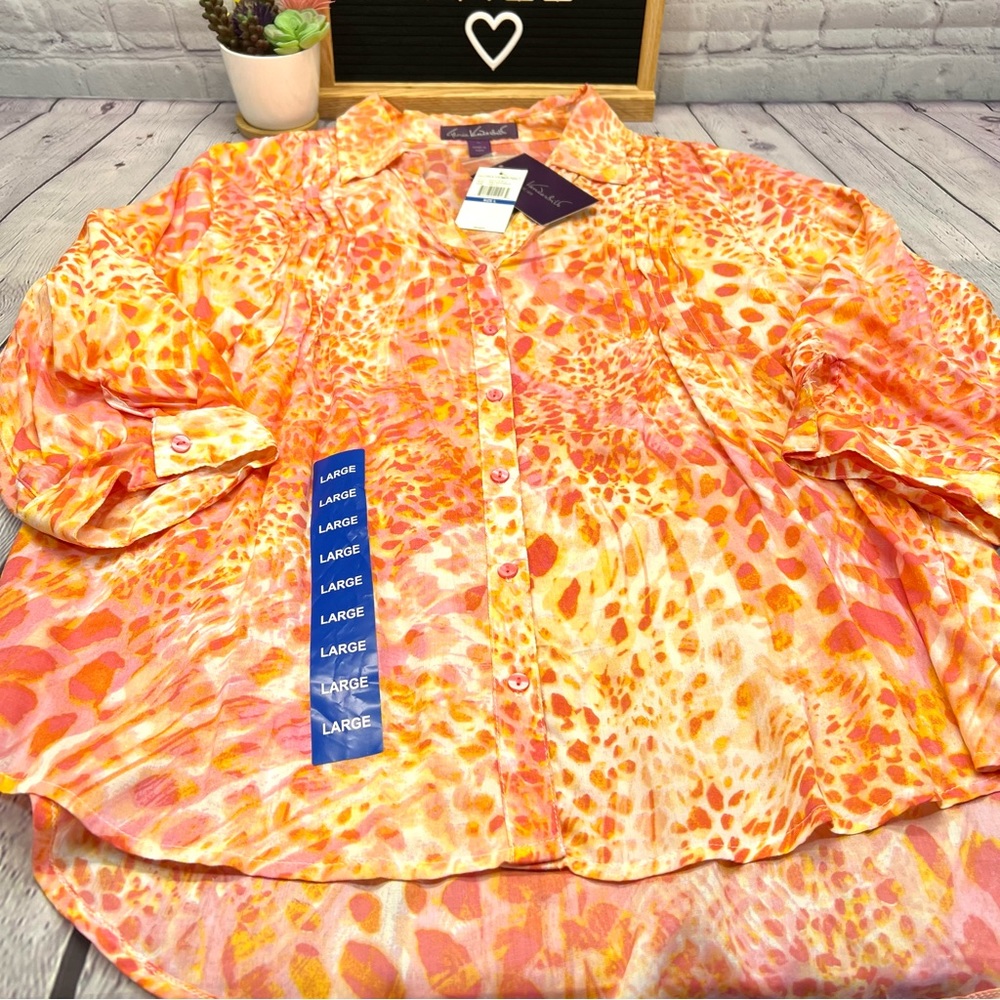 GLORIA VANDERBILT Giselle Watercolor Blouse-NWT